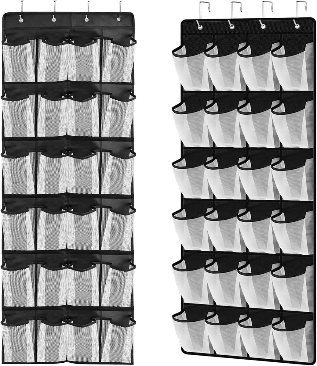 SnelShoppen - Hanging Shoe Rack met 48 Compartimenten, Hangende Opbergruimte voor Schoenen, Huishoudelijke Spullen, Over Deur Organizer, Wandgemonteer