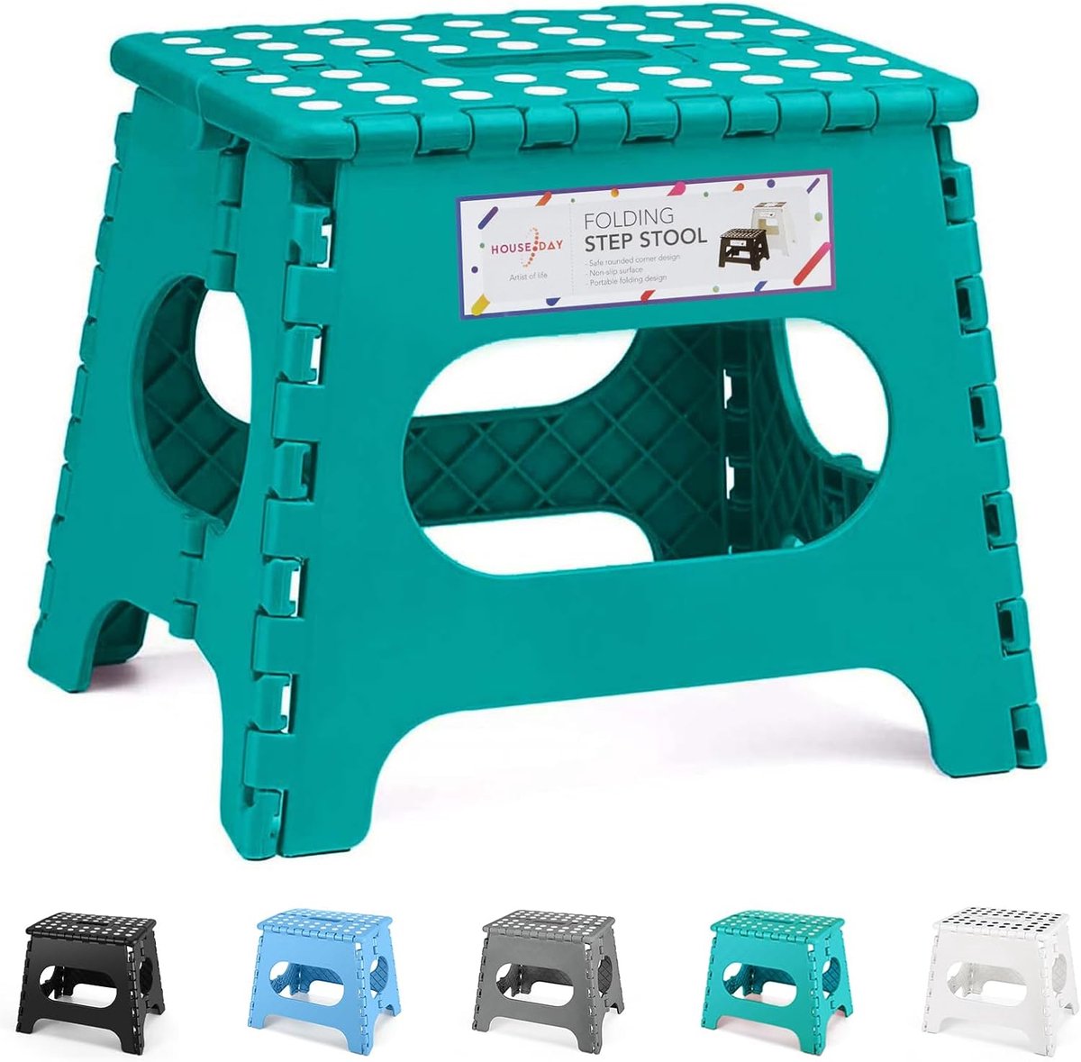 SnelShoppen - Vouwbare Kruk voor Kinderen 27 cm, Hoogwaardig PP Plastic, Zee Groen, Ideaal voor Feesten, Camping, Tuin en Keuken