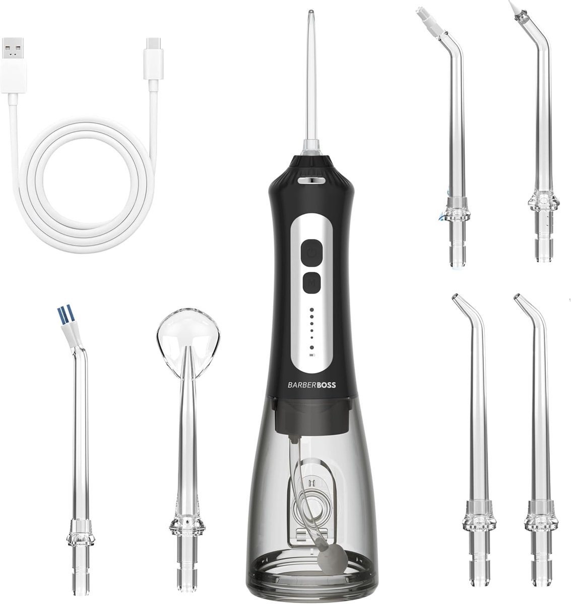 SnelShoppen - Draadloze Water Flosser met 5 Reinigingsmodi, 6 Jetdoppen, LED Display, Oplaadbare Mondspoeler, IPX7 Waterdicht, Tandheelkundige Zorg