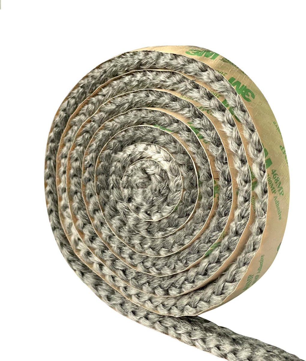 SnelShoppen - Zelfklevende Houtkachel Gasket Tape 16mm Breed 9mm Dik, Hittebestendige Glasvezel Fitting voor Kachels en Open Haarden, Lengte 1.8m