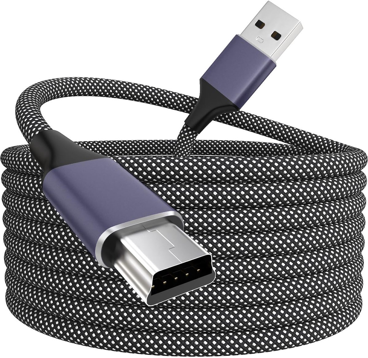 SnelShoppen - USB Mini Oplaadkabel 3m - Witte Vlecht - Geschikt voor Smartphones, Tablets, en Meer - Hoogwaardige Kwaliteit - 1 Pack
