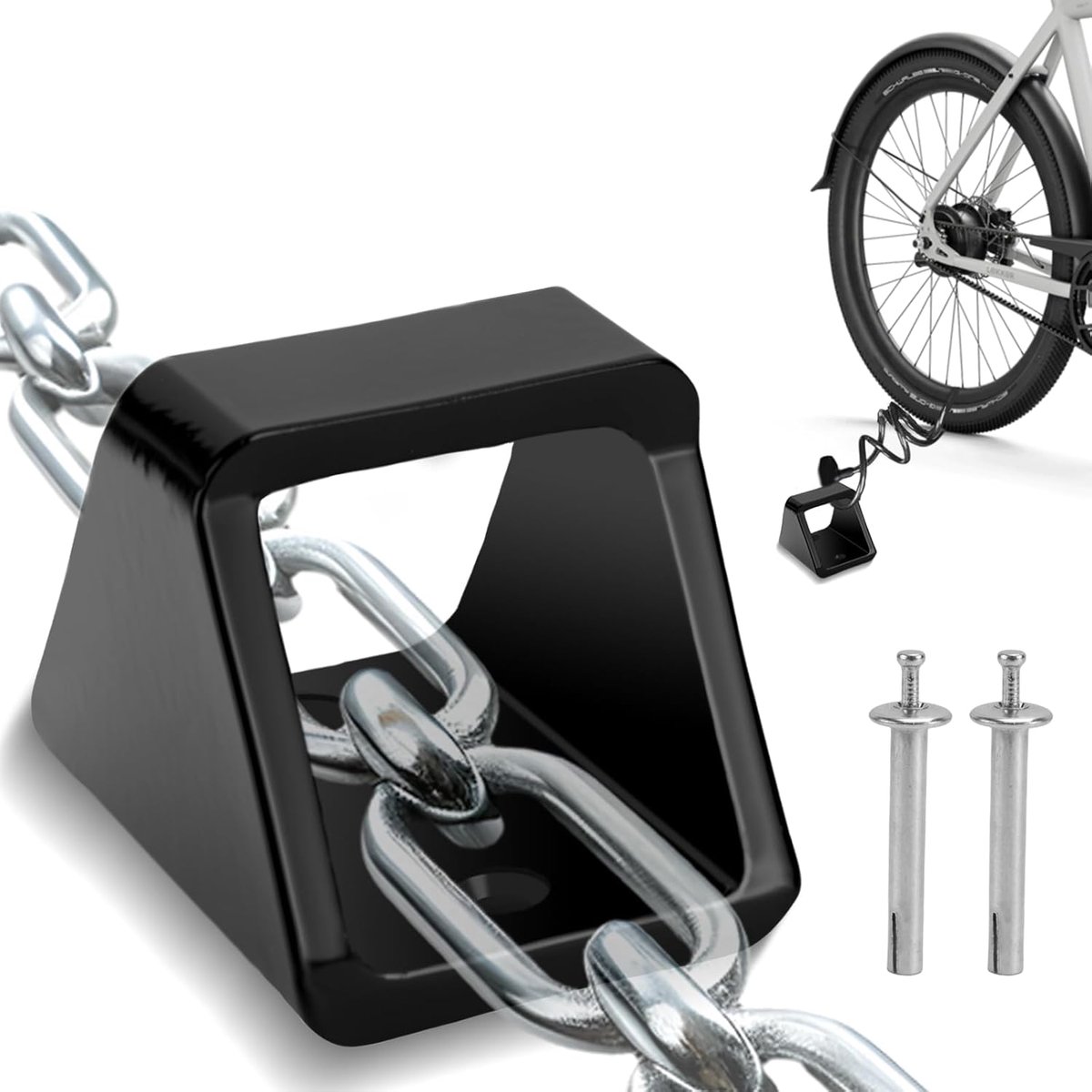 SnelShoppen - Wandanker Fietsbeveiliging - 5mm Stalen Wall Anchor voor E-Bike, Motorfiets, Fiets - Inclusief 304 RVS Schroeven - Anti-diefstal Beveili