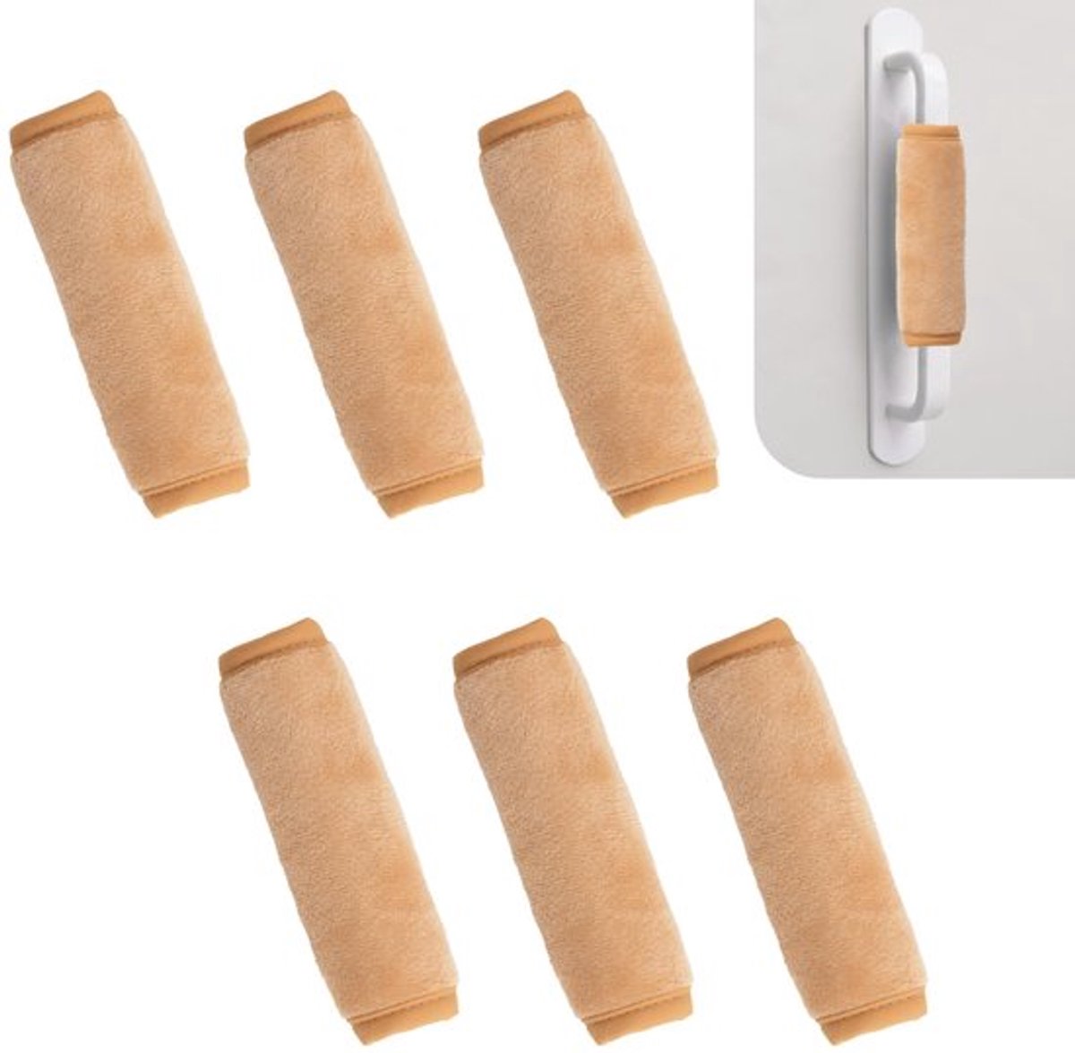 6 stuks zachte fluwelen deurknophoes bruin zelfklevende deurkast handvatbeschermer voor zomer en winter antistatische veiligheid deurhandvat handschoenhoes voor platte vierkante deurhandvatten