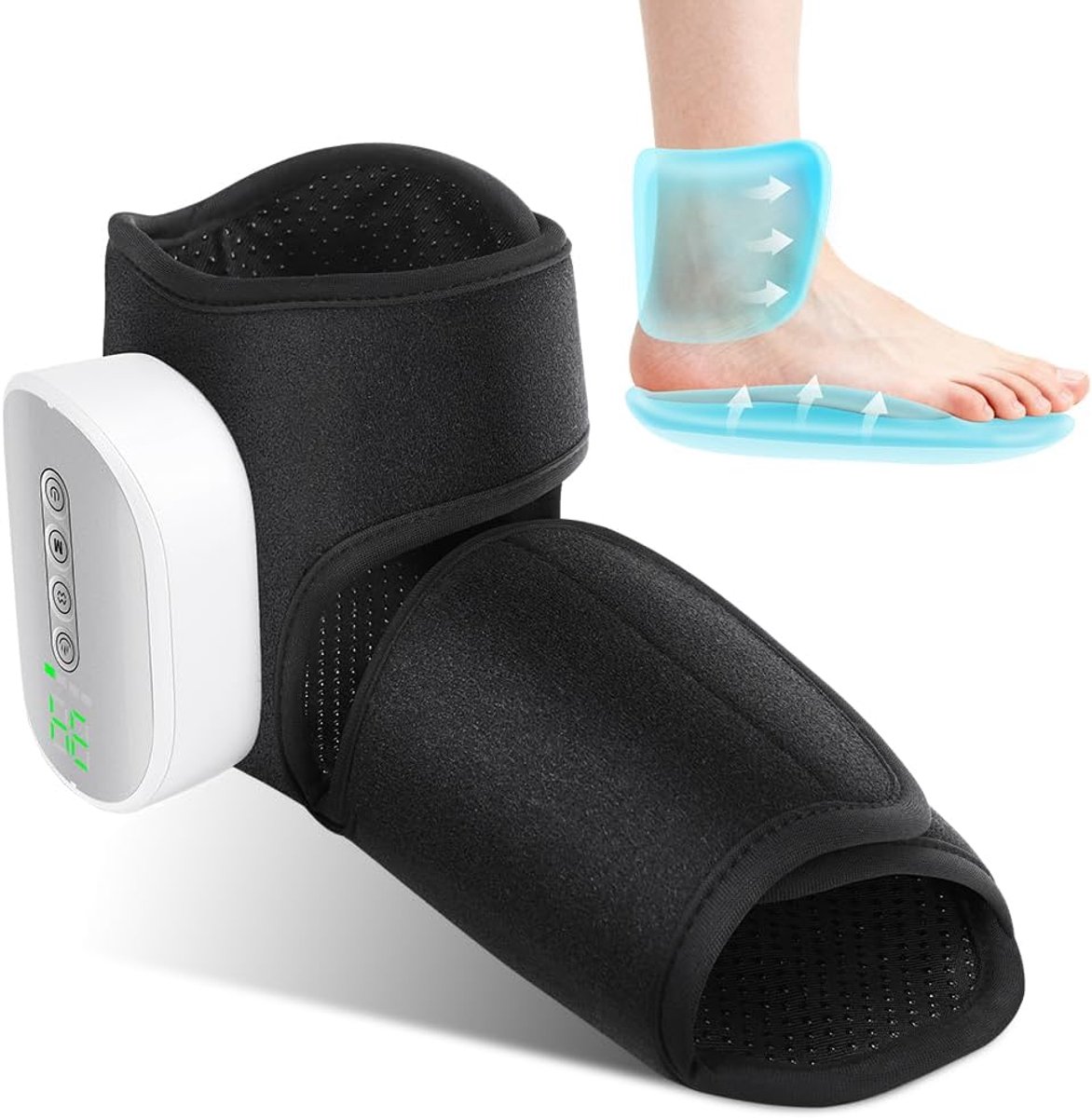 SnelShoppen - Draadloze Elektrische Voetmassager met Luchtcompressie, 3 Intensiteitsniveaus, 4 Warmte-instellingen, 4 Luchtzakmassage-niveaus en Timer