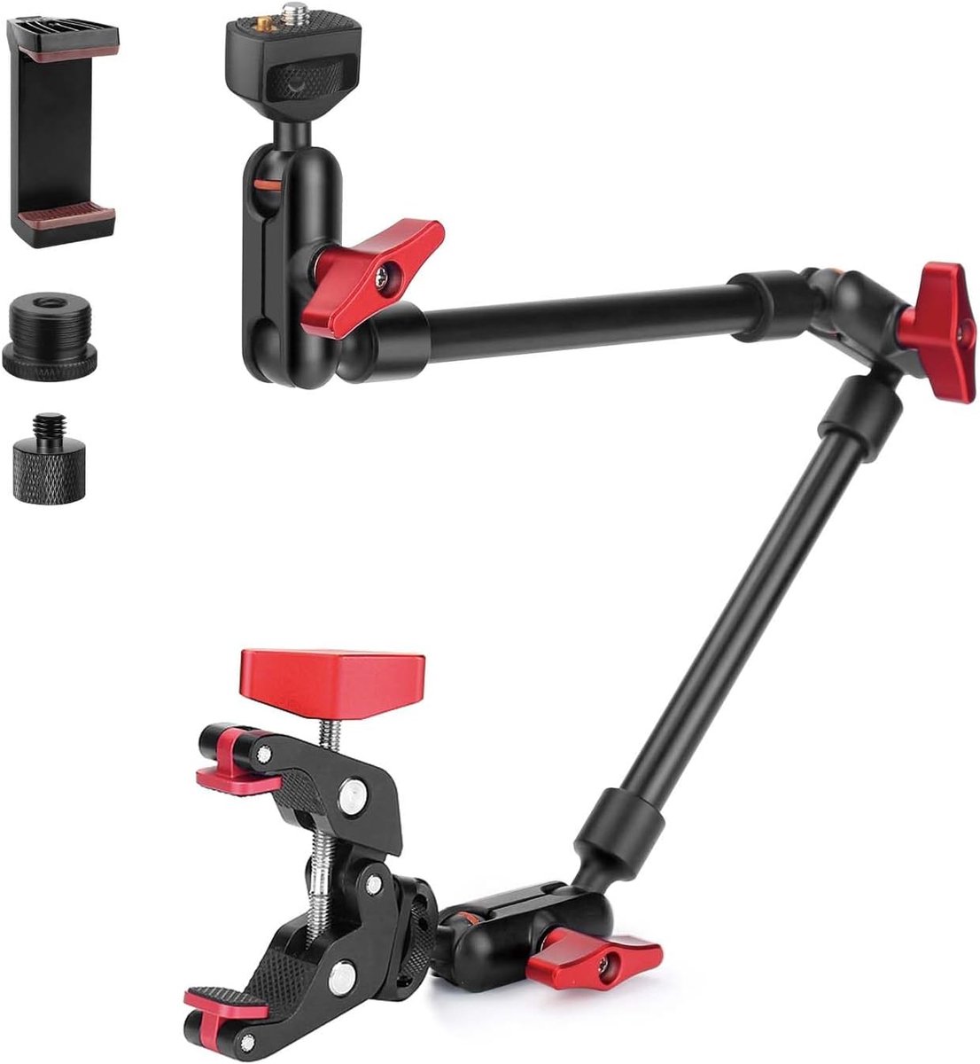 SnelShoppen - 57cm/22" Magic Arm met Super Clamp, 360° Flexibele Camera Statief & Klem, Bovenkant Telefoonhouder, Hinge Arm voor Camera, Webcam en Tel