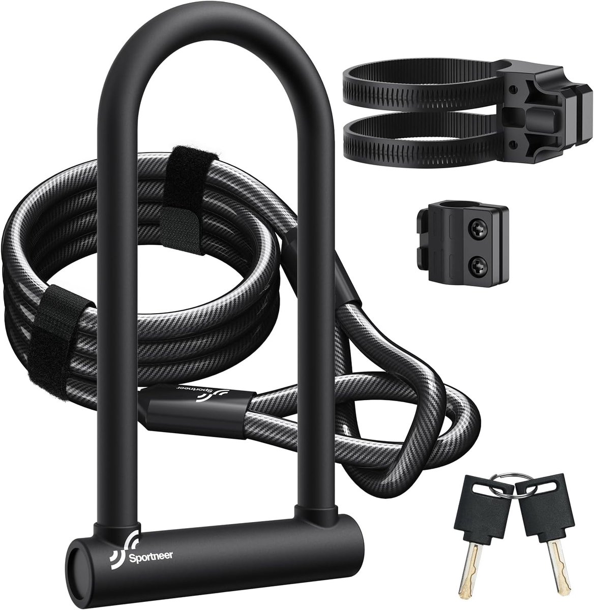 SnelShoppen - Fietsslot met 18 mm Hoge Laadcapaciteit, Stevige Beugel met 180 cm Staal Kabel, Anti-Diefstal, Ideaal voor Fiets, E-Bike, 29 x 16 cm