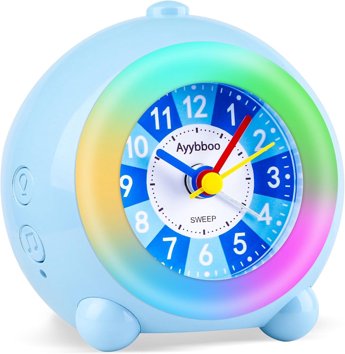 SnelShoppen - Kinderwekker Analoge Klok, Geen Tikken, Nachtlampje, 6 Ringtones, Snooze Functie, Verstelbaar Geluid, Leer Alarmklok voor Kinderen vanaf
