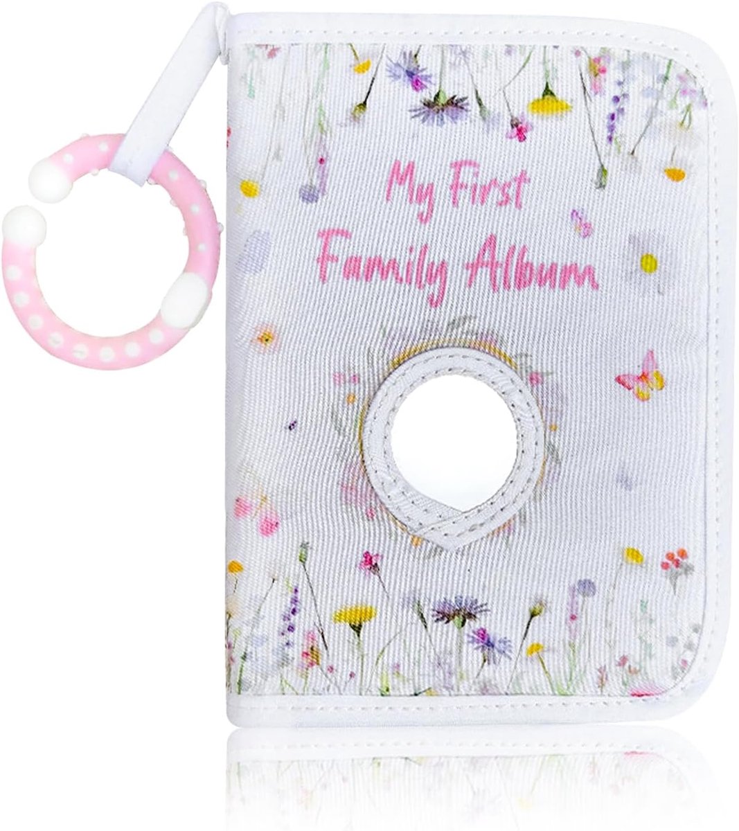 SnelShoppen - Baby Foto Album met Haakspiegel voor 17 Foto's (17.8 x 12.7 cm) - Mijn Eerste Familie Album, DIY Foto Boek van Mooi Stof voor Pasgeboren