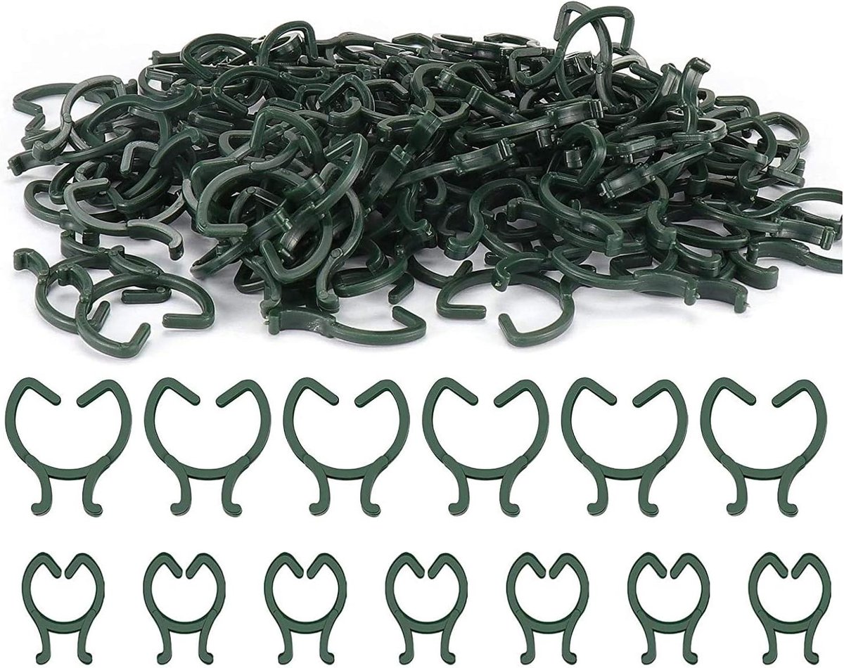 SnelShoppen - 200 Stuks Plant Vine Clips - Plant Support Clips voor Groenten, Fruit, Bloemen - Stevige en Duurzame Plastic Klemmen in Groen - 2 Maten