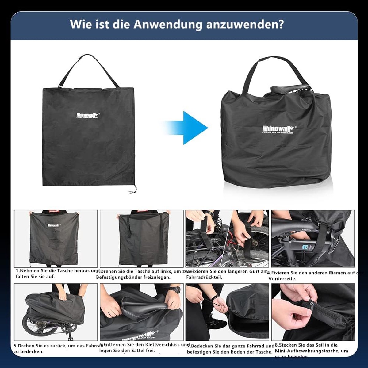 SnelShoppen - Ultralight Vouwfiets Tas 20 Inch - Lichtgewicht Fietstas voor Auto, Trein en Vliegtuig - 600D Polyester - Opvouwbaar en Draagbaar