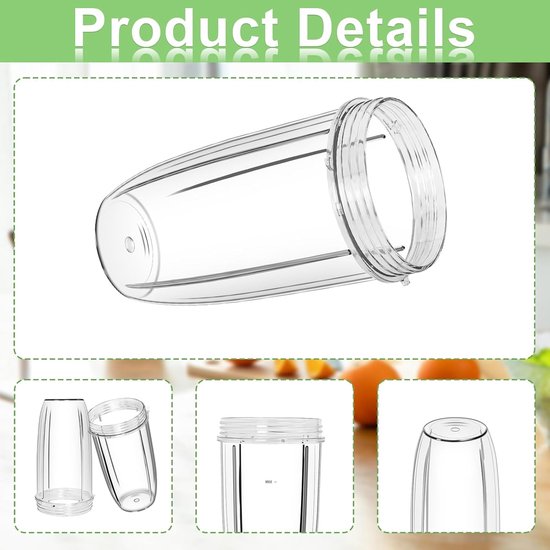 SnelShoppen - 2x Poweka 680g Bekers voor Blender Accessoires - Vaatwasmachinebestendig, BPA-vrij, Lekvrije Afdichting voor Nutribullet 600W en 900W van Snelshoppen — afbeelding 4