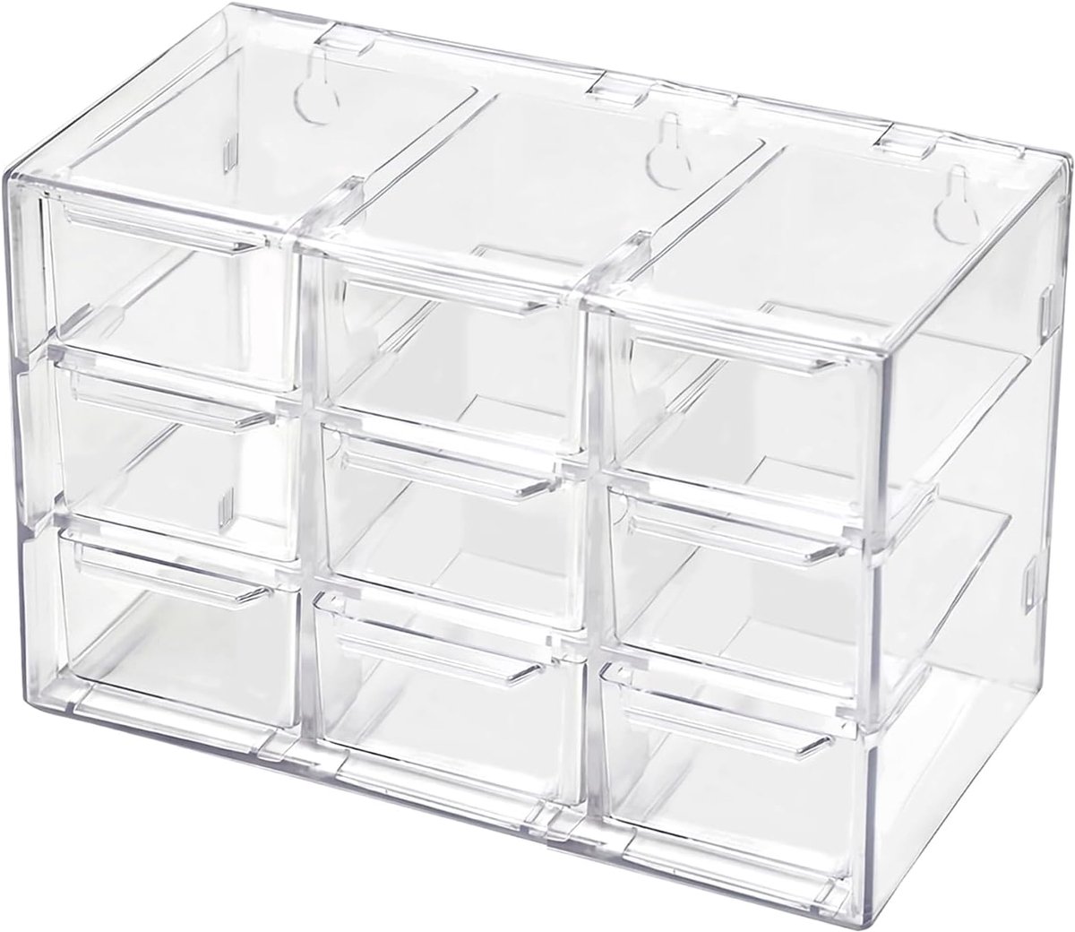 SnelShoppen - Opbergdoos Bureau Organizer met 9 Lades, Stapelbare Plastic Ladecabinet voor Bureau, Duidelijke Laden voor Make-up en Sieraden