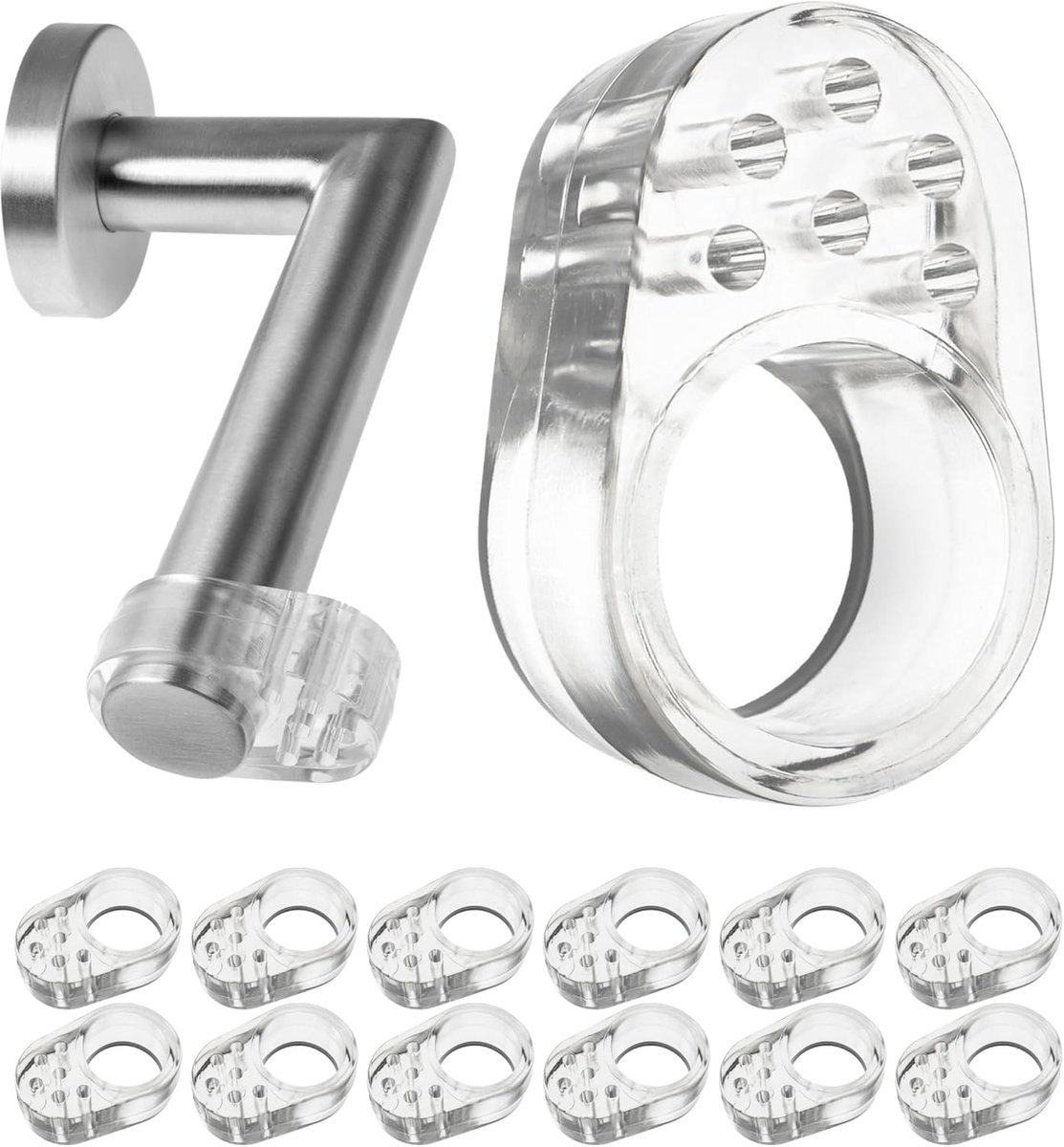 SnelShoppen - 12 Stuks Door Handle Buffer Transparant 18 mm - Bescherming voor Ronde en Vierkante Deurgrepen - Elastische Deurstopper tegen Krassen en