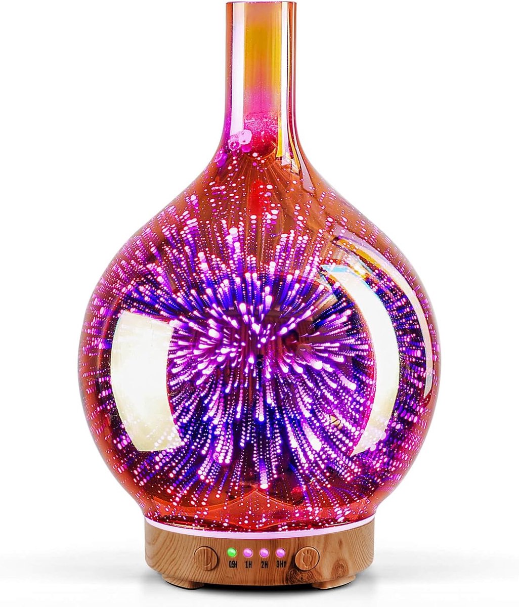 SnelShoppen - Porselein Aroma Diffuser Luchtbevochtiger 100ml 3D Ultrasonisch Stil 7 Kleurveranderende LED's voor Thuis Yoga SPA BPA Vrij Rose Goud