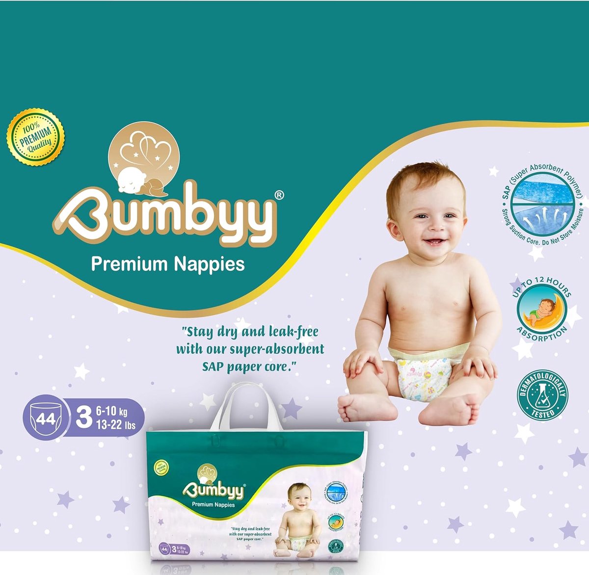 SnelShoppen - Hypoallergene Babydoekjes, 44 Stuks, 6-10 kg, 12 Uur Droog, Dermatologisch Getest, Comfortabel en Chemisch Vrij