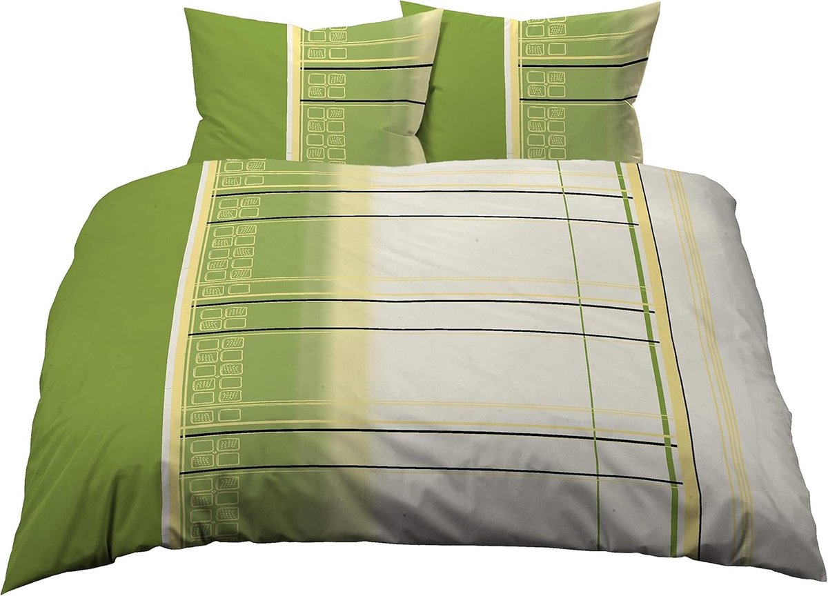 SnelShoppen - Cotton Satin Beddengoed Set 200x200 cm met 2 Kussens 70x90 cm - Strijkvrij, Ademend, 100% Katoen, Modern Elegante Gestreepte Patroon, Ma
