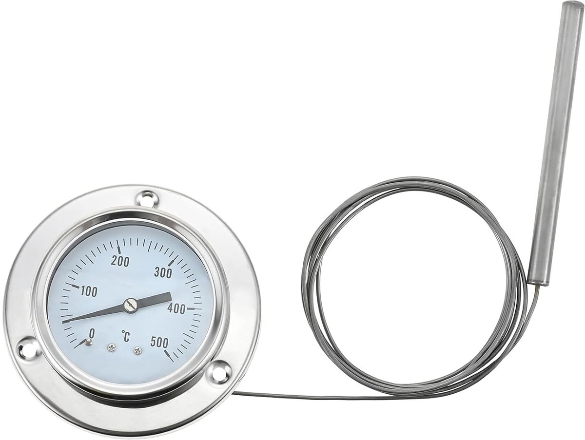 SnelShoppen - BBQ Thermometer Oventhermometer 0-500 ℃ met 150 cm Roestvrijstalen Sonde voor Oven, Pizzaoven, Houtkachel en Grill - Perfect voor Tuin,