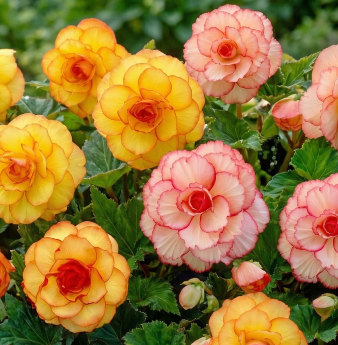 SnelShoppen - Begonia Picotee Mix van 5 Begoniaknollen - Echte Hangmandbegoniaplanten voor Potten en Balkons - Vaste Plant, Niet Winterhard, Perfect v