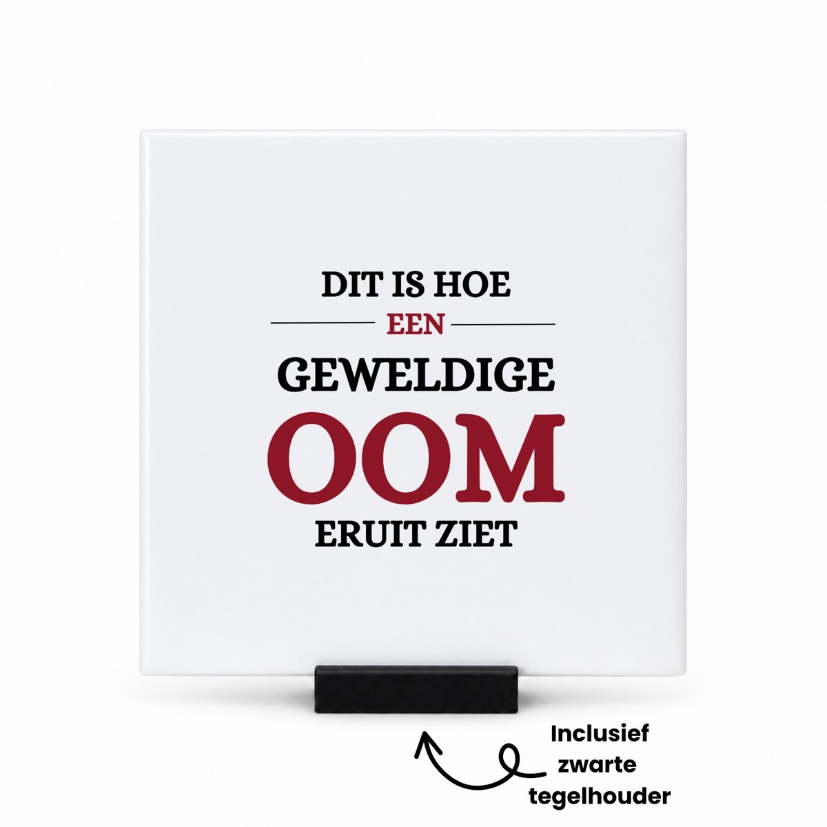 Hacebo Meest geweldige oom tegeltje met tegelhouder - Oom - een oom - tegeltjes met tekst - verjaardagscadeau - cadeau voor oom - kado - spreuktegels - 10.8x10.8 CM Wit
