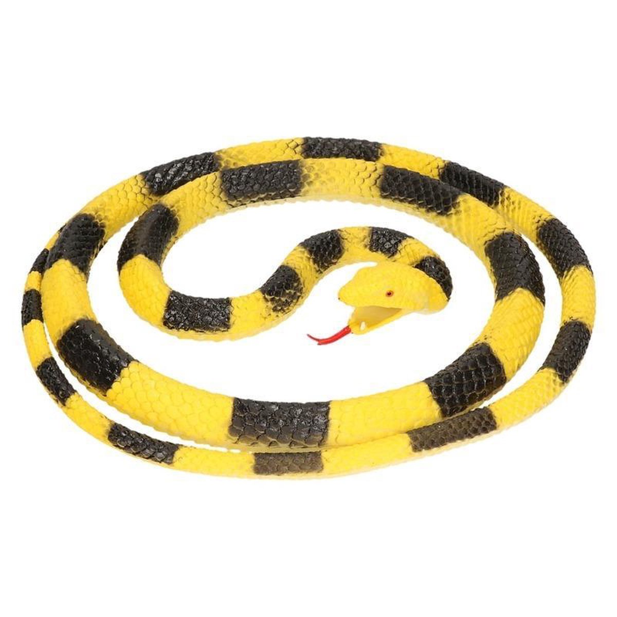 Speelgoed slangen grote Python zwart/geel 137 cm Rubberen/plastic speelgoed slang