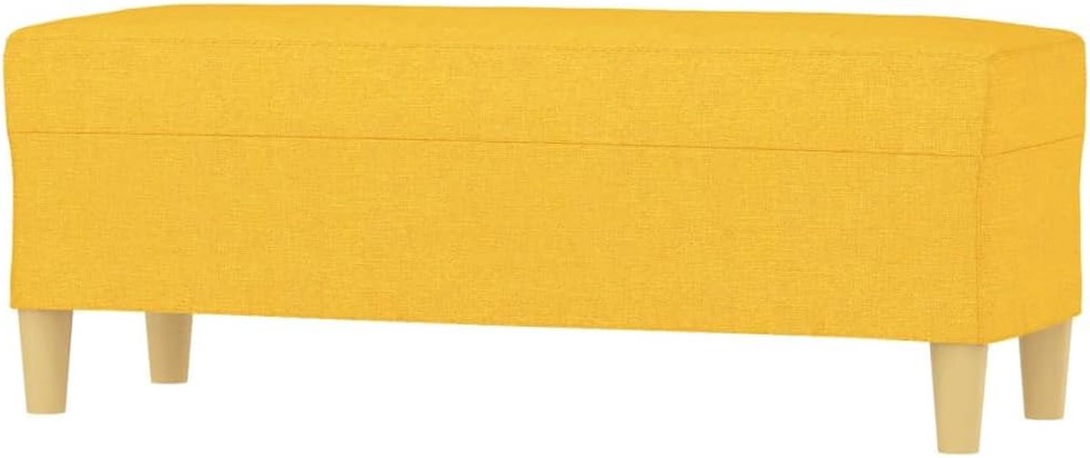 Zitbank Stof - Bankje Ottomaan - Extra Zitplaats - Comfortabele Vulling - 100x35x41cm - Lichtgeel