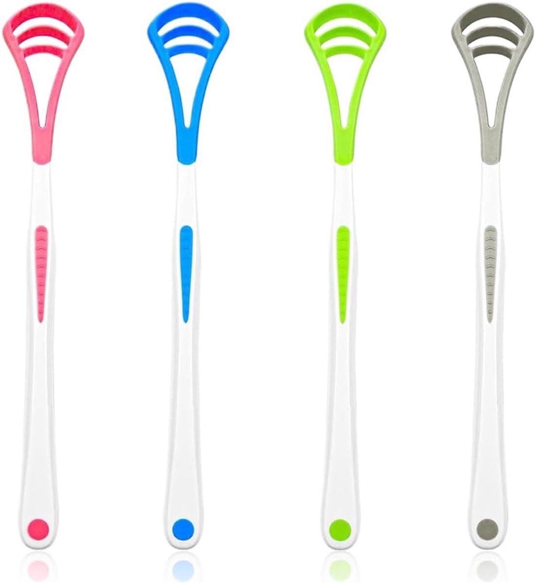 SnelShoppen - Set van 4 Tongue Scrapers, 2-in-1 Tongue Cleaner en Borstel, BPA Vrij, Anti-Slechte Adem, Voor Frisse Adem, Gezinsgebruik, Kleurrijke To