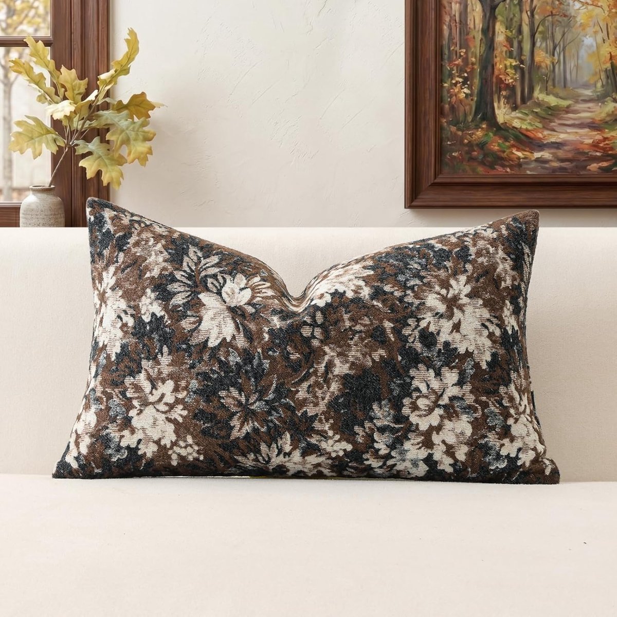 SnelShoppen - Vintage Design Bloemen Kussenhoes 40x60 cm, Zachte Chenille Polyester, Decoratieve Kussenhoes, Sofa Kussen, Elegant voor Woonkamer en Sl