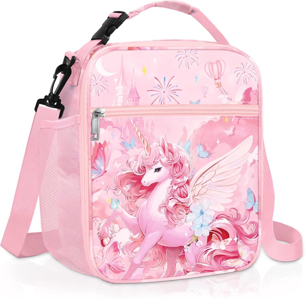SnelShoppen - Grote Roze Eenhoorn Geïsoleerde Lunchtas voor Kinderen - Thermos Lunchbox met EPE Schuim, Perfect voor Picknick en School