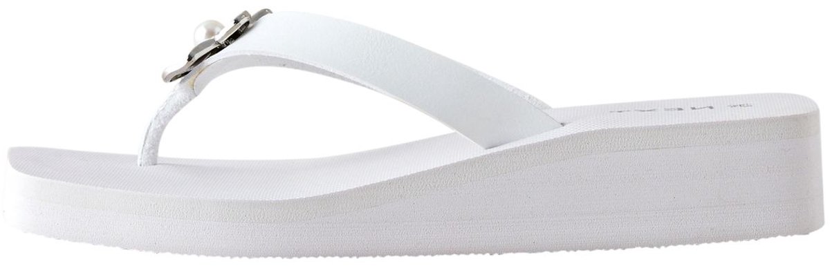 Next - Dames - Teenslippers met sleehak, versiering en hardware - Wit