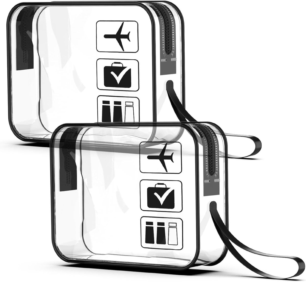 SnelShoppen - Pack van 2 Transparante Reistasjes 20x15x6 cm - Waterdichte Toilettas voor Make-up, Scheerspullen en Shampoo - TSA Goedgekeurd, Multifun