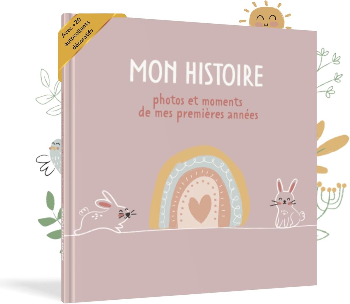SnelShoppen - Baby album voor het eerste jaar tot 5 jaar - Fotoboek voor kinderen met 50+ pagina's, stickers en ruimte voor foto's en beschrijvingen -