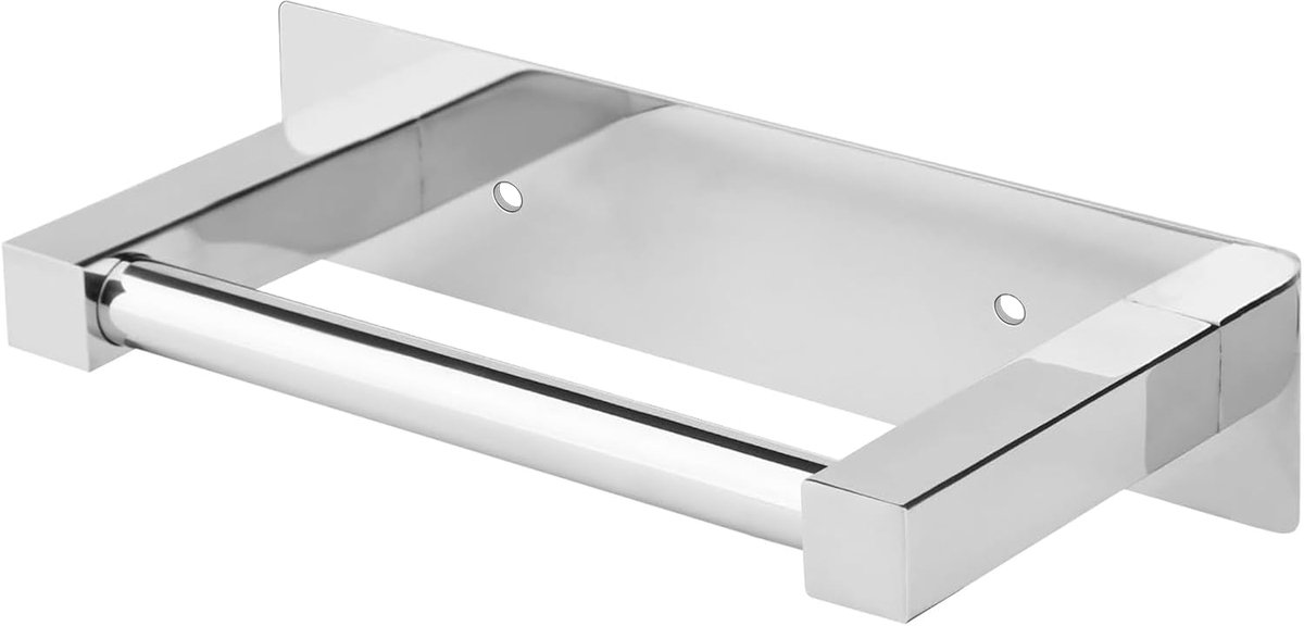 SnelShoppen - Chroom Toiletrolhouder - Zelfklevend of Wandmontage - Roestvrijstalen Toiletpapierdispenser - Draaibare Handdoekhouder voor Badkamer - D