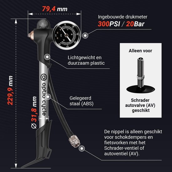 MTB Schokpomp en Vorkpomp voor Fietsen - Hogedrukpomp voor Onderhoud en Optimale Prestaties — afbeelding 3