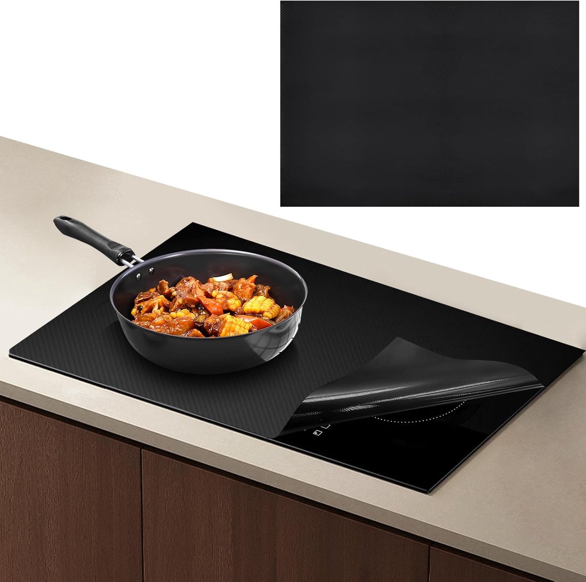 SnelShoppen - 40 x 60 cm Siliconen Beschermende Mat voor Inductiekookplaat, Antislip, Hittebestendig, Zwart, Warmte-Isolerende Keukenmat voor Kookplaa