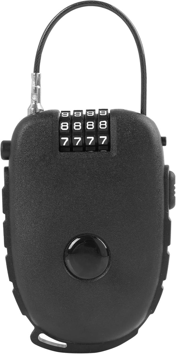 SnelShoppen - Intrekbaar Hangslot 130 cm - 4-Cijferig Combinatieslot - Robuuste ABS Behuizing - Lichtgewicht Kabelslot voor Helm, Fiets, Motorfiets, B