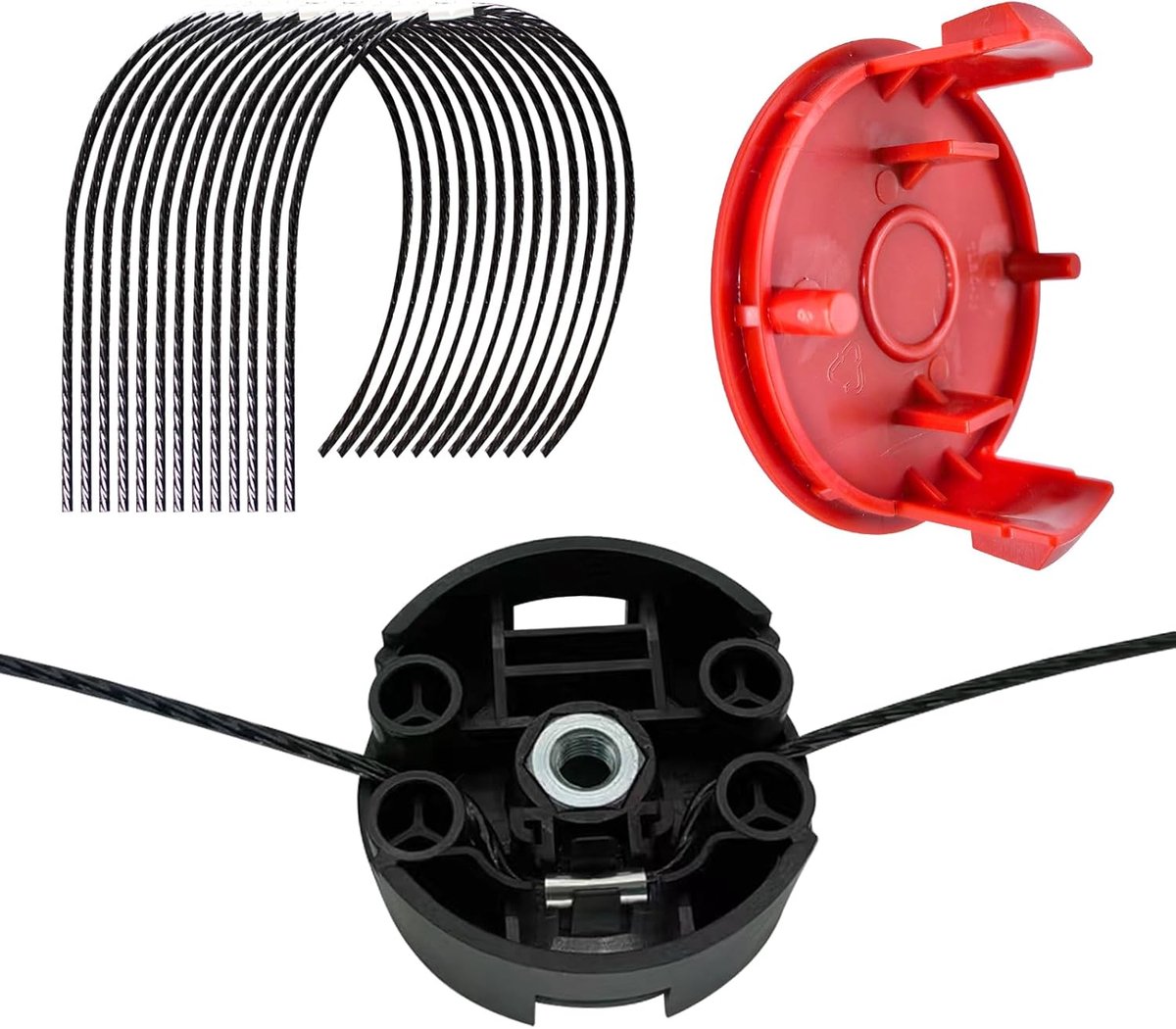 SnelShoppen - Grastrimmerlijn 37 cm - Vervangingsdraad voor Kantenmaaier - Nylon - 12 Stuks met Dop en Snijkop - Geschikt voor AFS 23-37 Bosmaaiers