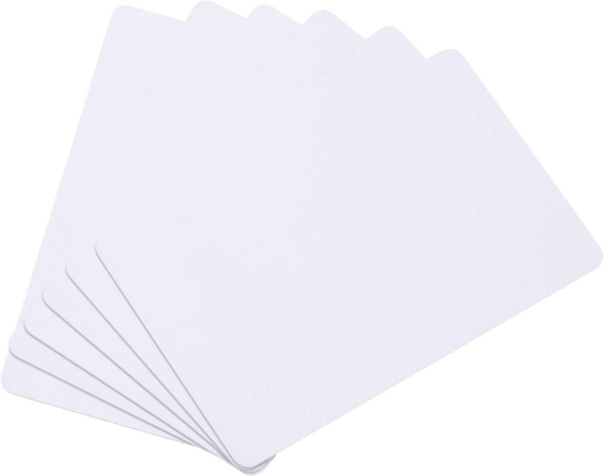 Lege gekleurde pvc-kaarten, CR80, 14 ml, blanco, waterdicht, voor ID-kaarten, creditcards, ID-kaarten, printer, wit, 20 stuks