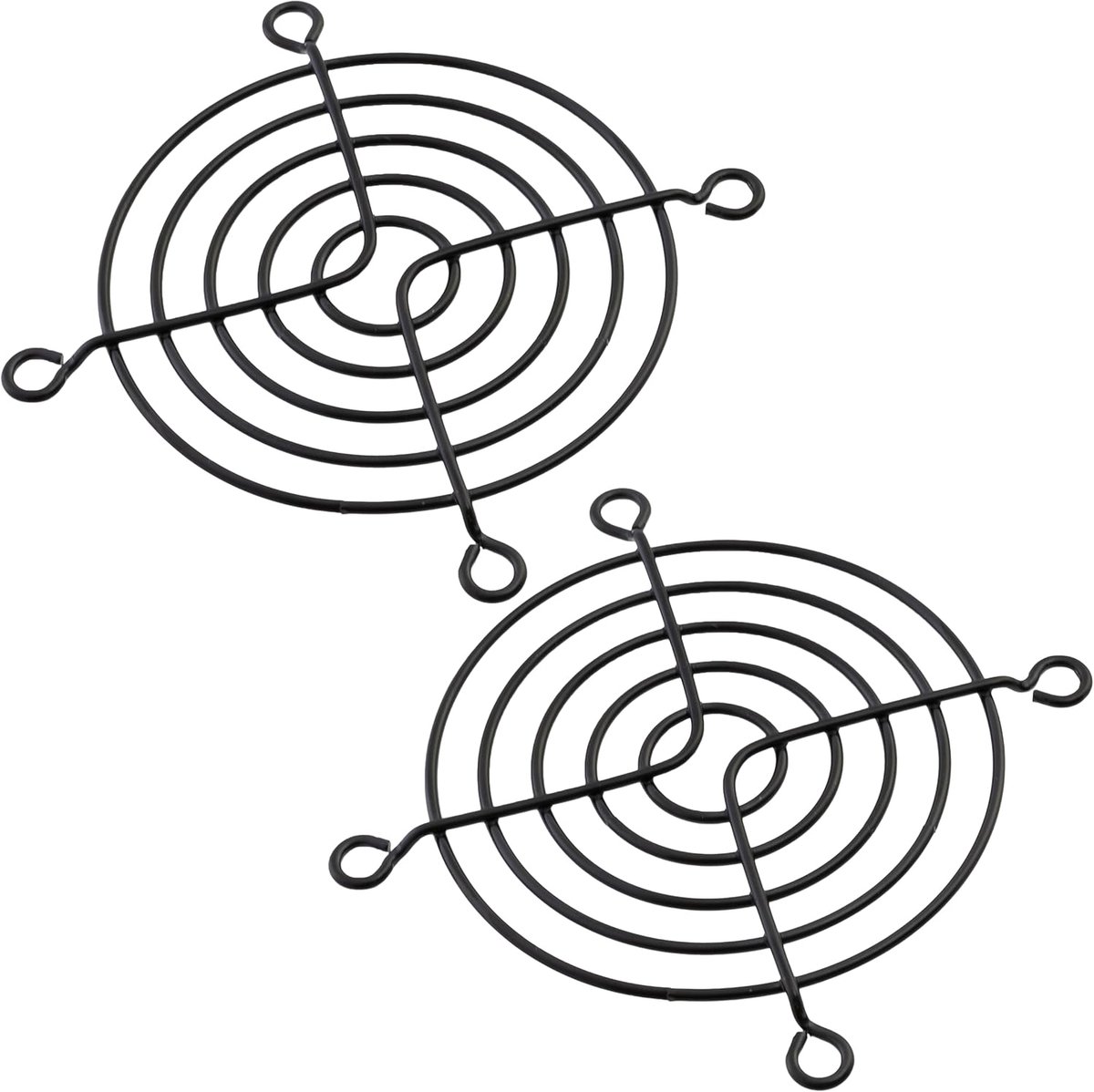 - C43413 - Set van 2 beschermingsroosters voor computerventilatoren 70 x 70 mm - van metaal - kleur zwart