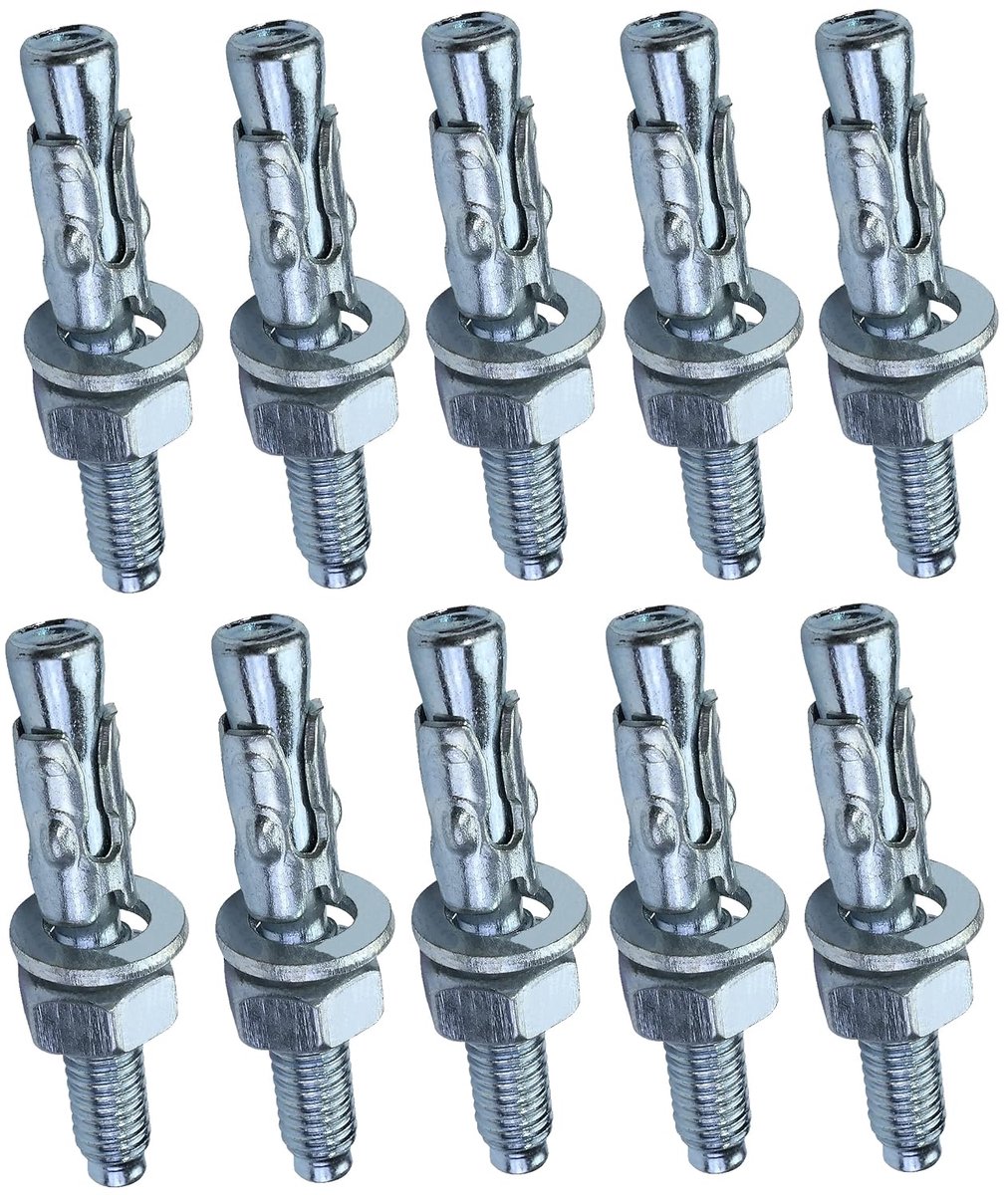 - C53998-10x Boutanker Lange Draad Uitbreidingsbout - M6 x 40 mm - Verzinkt Staal - voor Beton, Steen