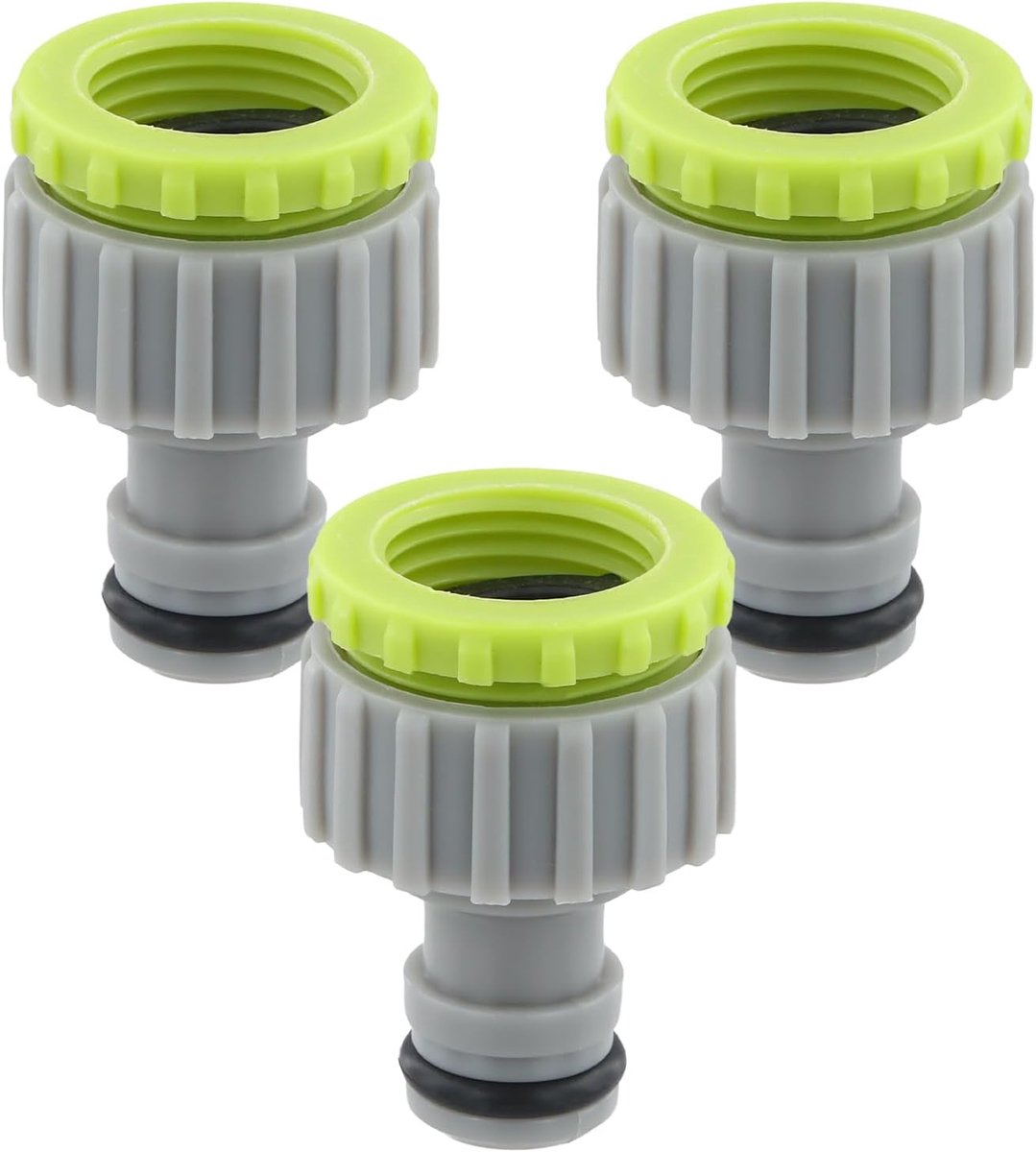 3 stuks kraanaansluitingen, adapter en verloopstuk voor Unie waterkraan met tuinslang met schroefdraad, ABS-kunststof 1/2 inch 3/4 inch 2-in-1 kraan voor tuin