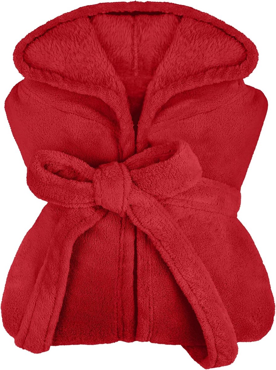 npluseins extra zachte badjas met capuchon van knuffelfleece - in moderne kleuren en verschillende maten - unisex & kuitlengte