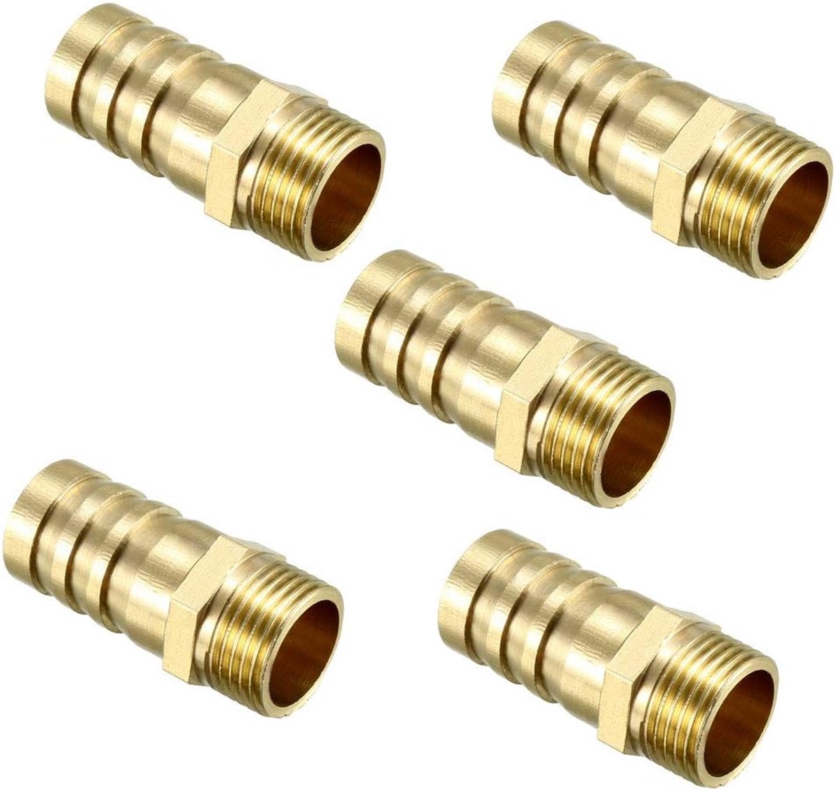 sourcing map 5 stuks messing slangaansluitadapters 16 mm tuit x 3/8 PT stekker slang de