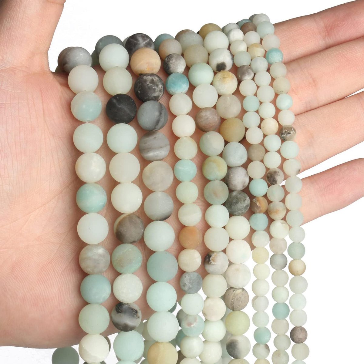 240 stuks natuurlijke matte Amazoniet kralen edelsteen kralen ronde edelsteen kraal met gat voor sieraden ambachten rijgen doe-het-zelf armband kettingen sieraden productie (Amazoniet (mat