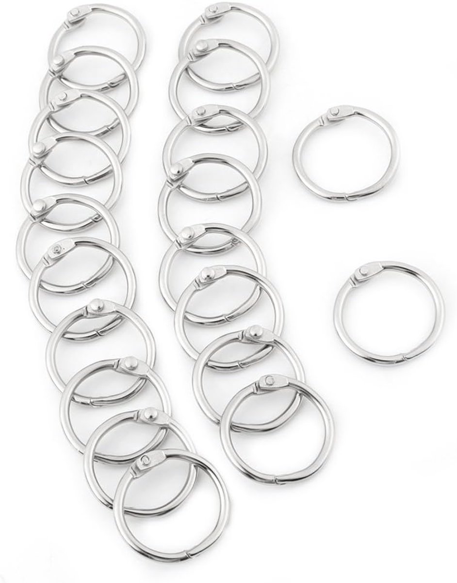 25-38 mm 20 metalen binders los blad zilver groot gedeelde metalen ring sleutelhanger (25 mm)