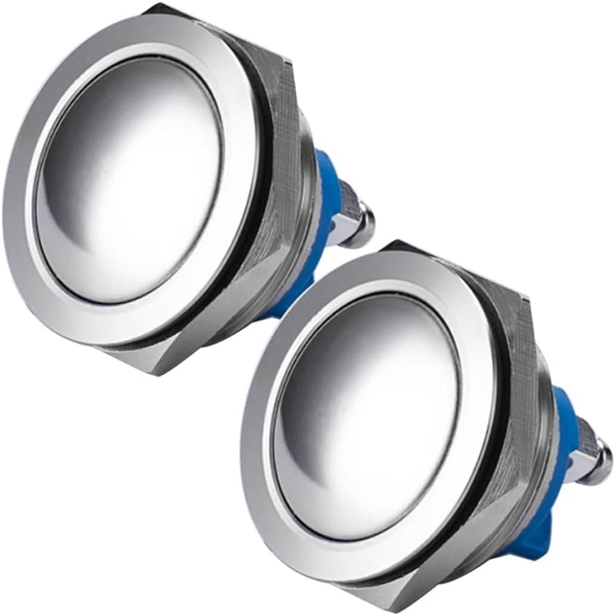 2stuks Waterdichte 22mm Metalen Omhulsel Kortstondige Verhoogde Drukknop 3A / 12~250V SPST 1NO startknop voor Modificatieschakelaar (bolvormige kop)