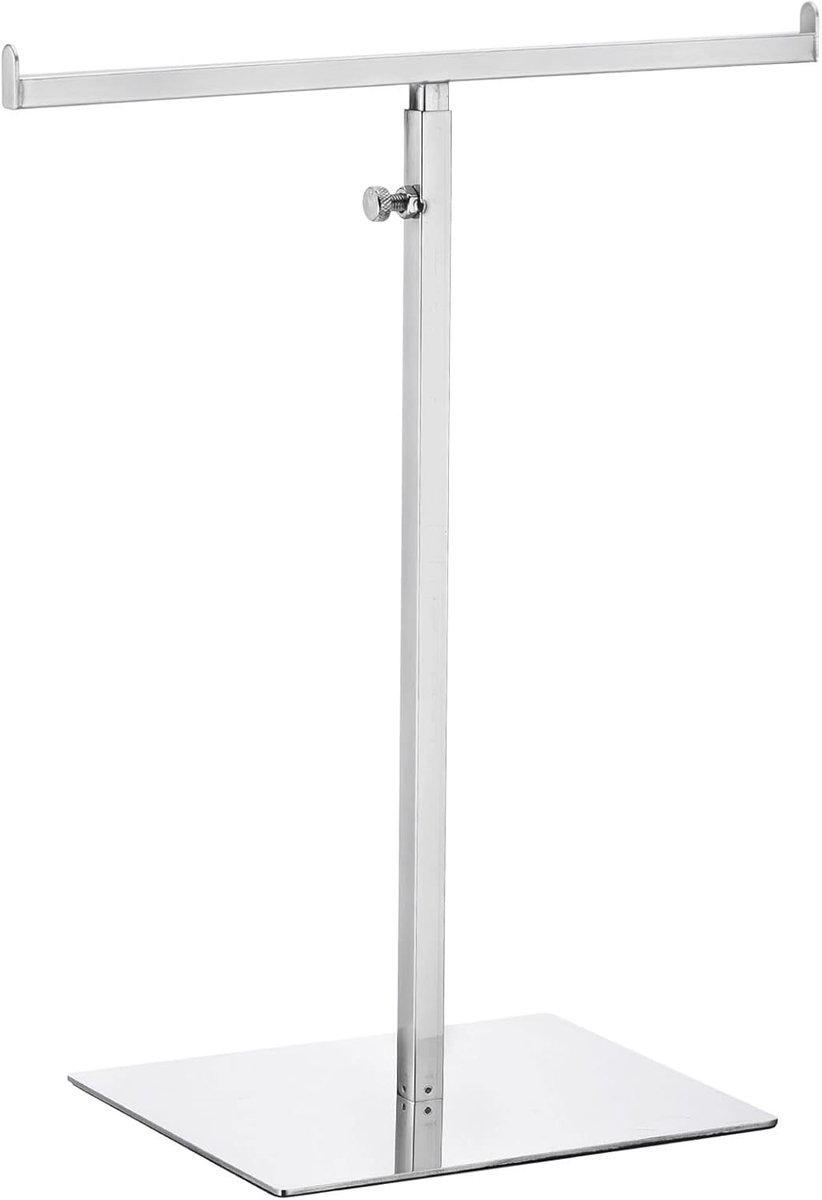sourcing map Tasstandaard Portemonnee Display Stand T-vormig Metalen Verstelbare Handtas Rek Dubbele Haak Houder Halsketting Organizer Organizer voor Thuis Boutique Winkel, Zilver
