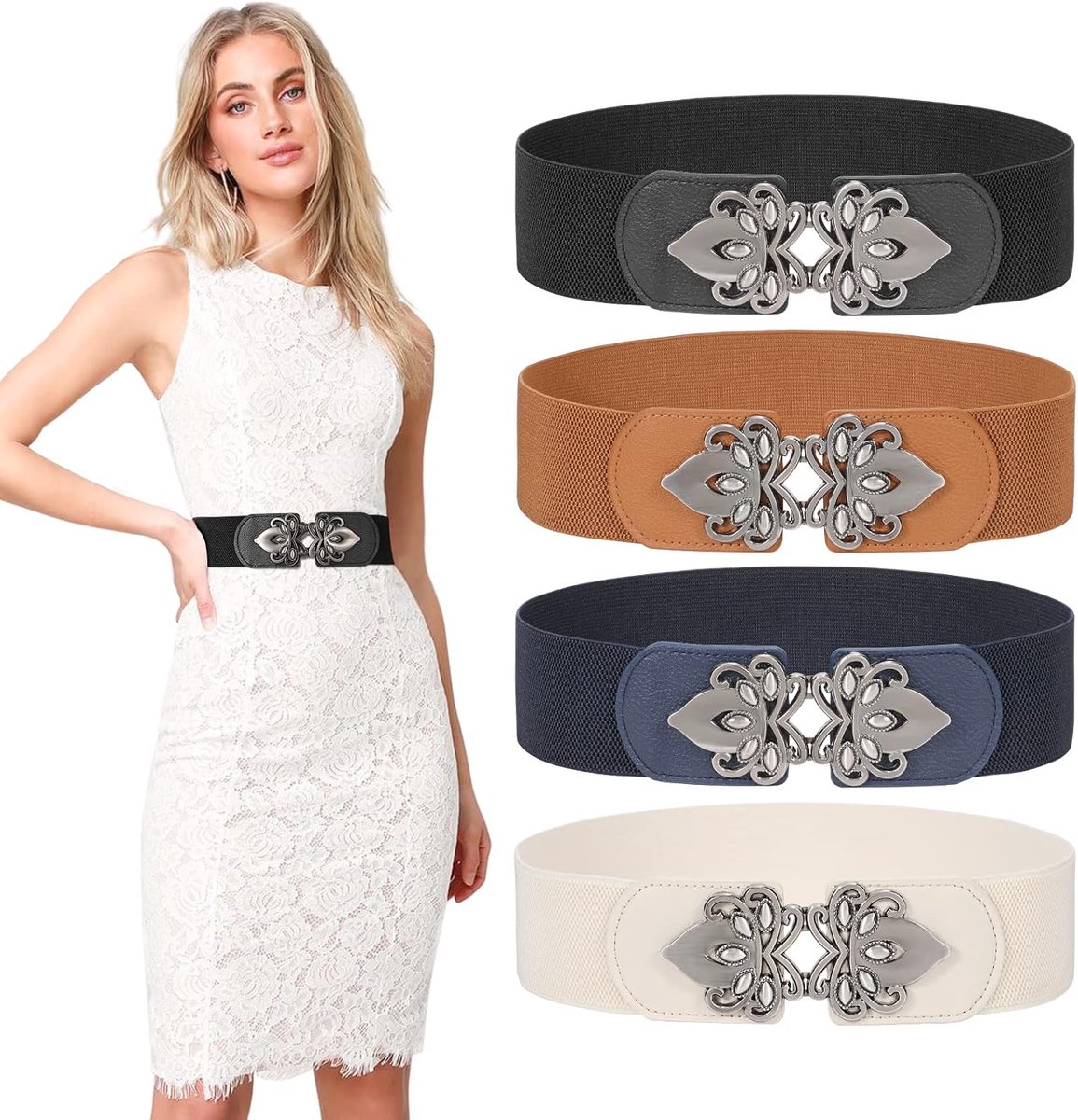 Korsetriem voor dames, brede, elastische wespie-riem voor Halloween-kostuums, veterriem met cinch-tailleband voor jurken