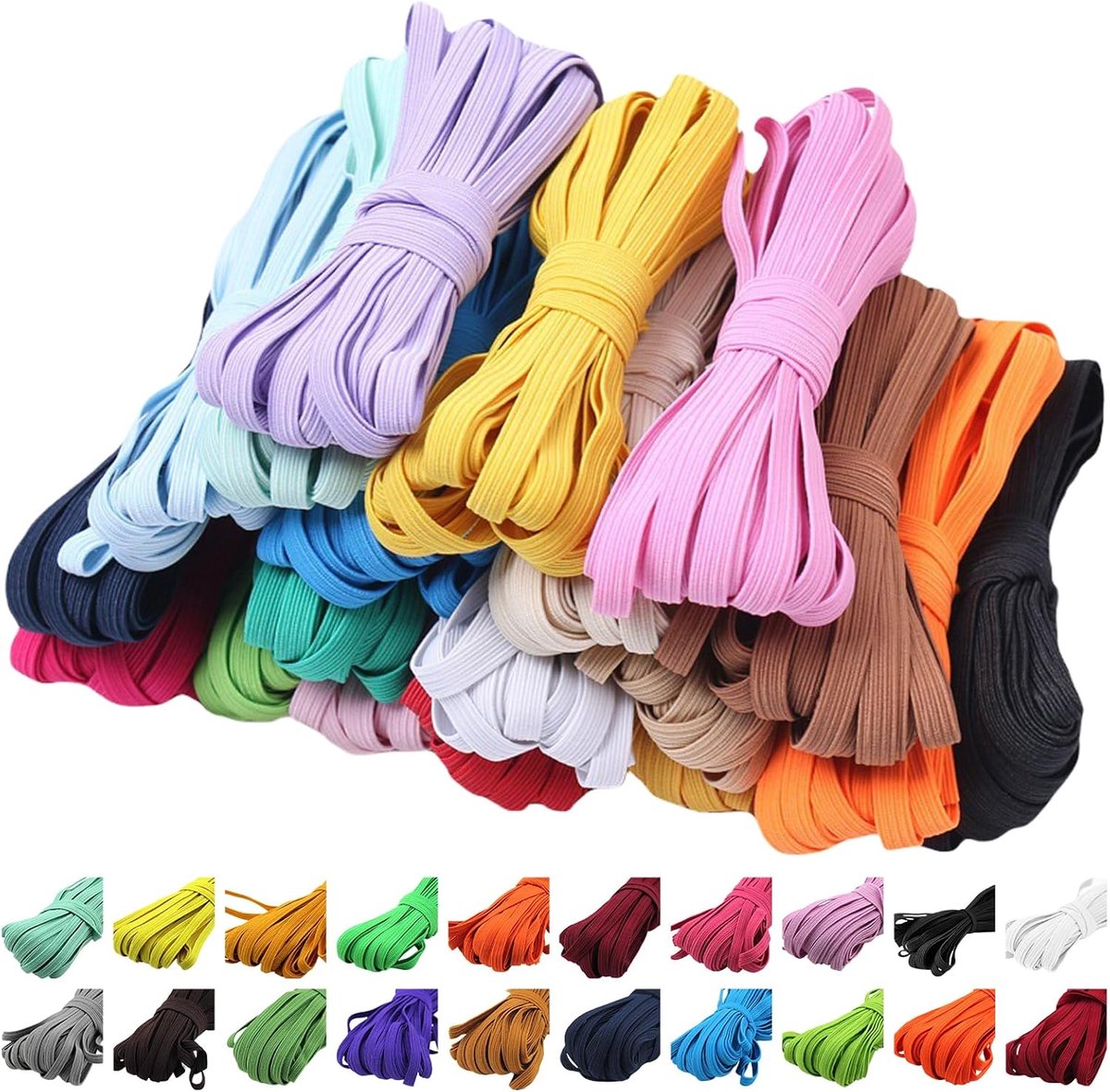 rubberen band elastisch: 20 stuks elastische band breedte 6 mm elastieken elastiek naaien elastiek 3 m lang rubberen koord wasrubber rubber voor broekrubber huishouden doe-het-zelf