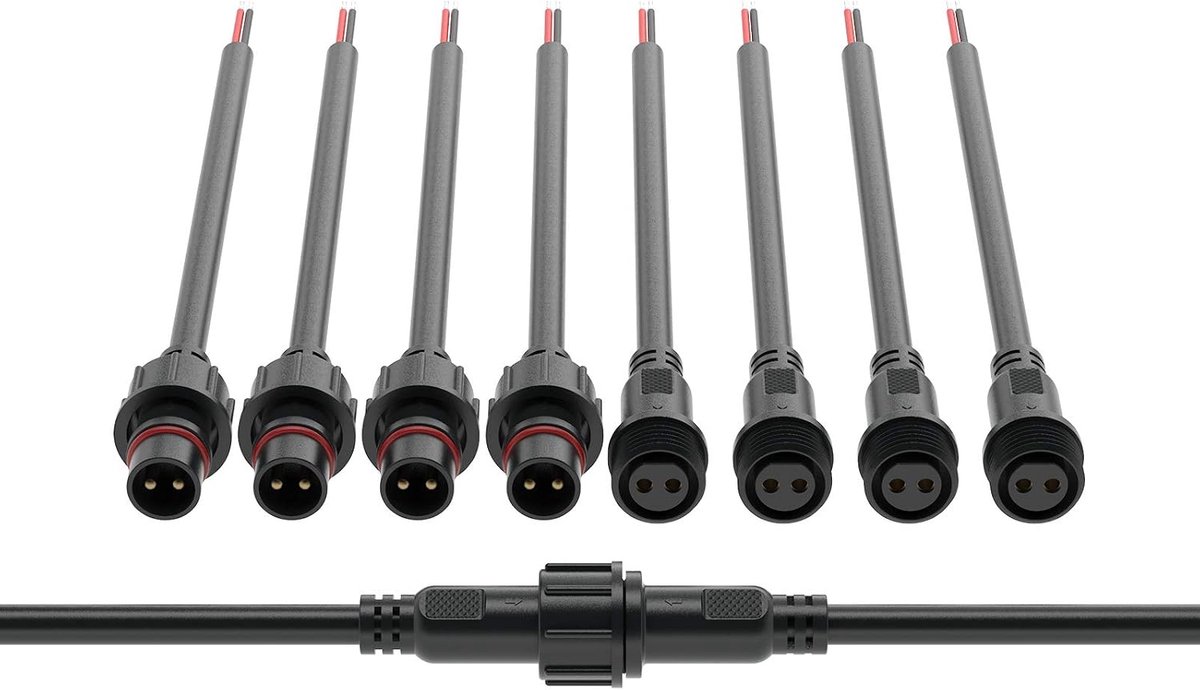 2 Pin Waterdichte Elektrische Connector 18AWG IP65 Mannelijk Vrouwelijk Connector 20cm/7.87in Uitbreidingskabel voor Vrachtwagen Boot Indoor/Outdoor LED Strip Lichten/String 22mm Moer