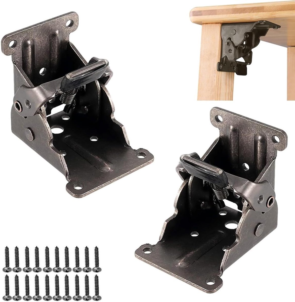 scharnier, 2 stuks, klapscharnier, 90 graden poten, voor klaptafel, houder voor klaptafel, voor banken, uitbreiding, desktop, zwart